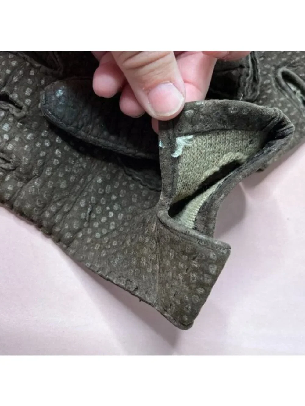 Cashmere Lined Suede Textured Leather Winter Gloves